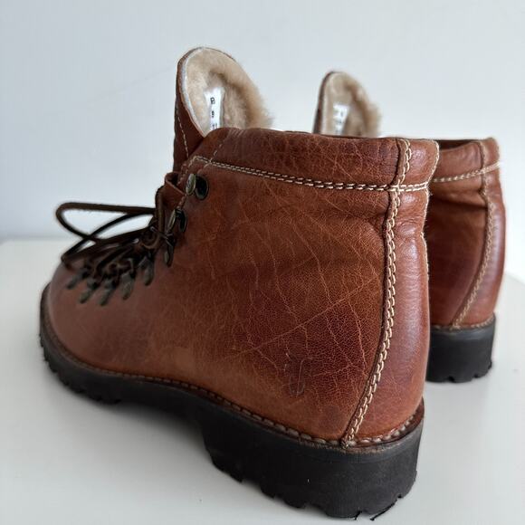 Frye Archie Hiking Boots 7 Leather Faux Shearling Lined Distressed Vibram Sole - Picture 9 of 11